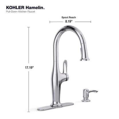 KOHLER Hamelin Single Handle Pull Down Sprayer Kitchen Faucet in Polished Chrome