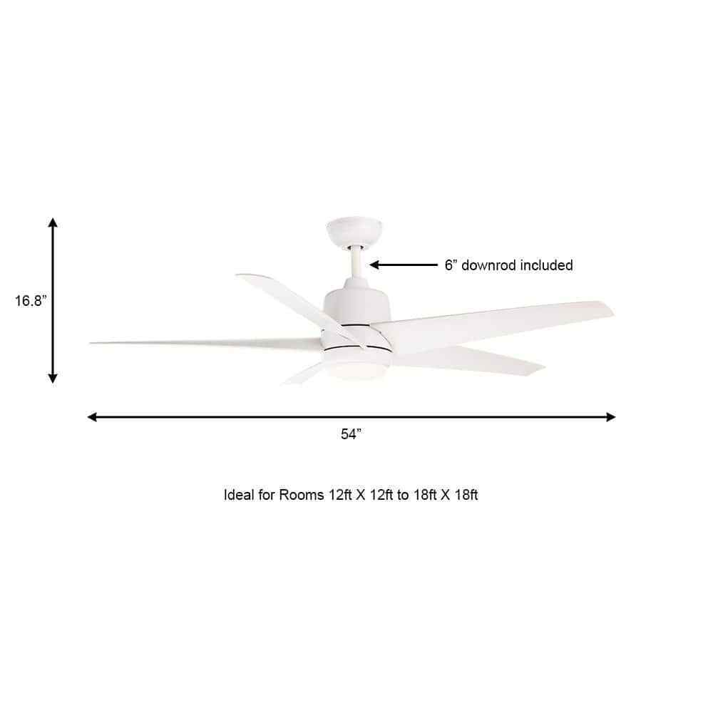 Hampton Bay Mena 54 in. White LED Indoor/Outdoor Matte White Ceiling Fan