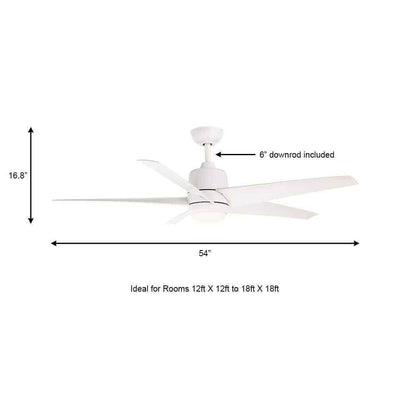 Hampton Bay Mena 54 in. White LED Indoor/Outdoor Matte White Ceiling Fan