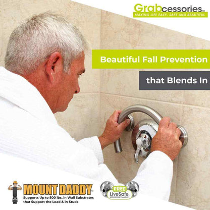 Grabcessories 2-in-1 13.25 in. x 1.25 in. Shower and Tub Grab Ring w/ Grips
