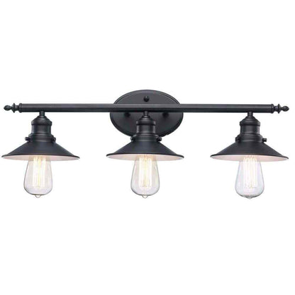 Hampton Bay Glenhurst 25 in. 3-Light Farmhouse Black Bathroom Vanity Light