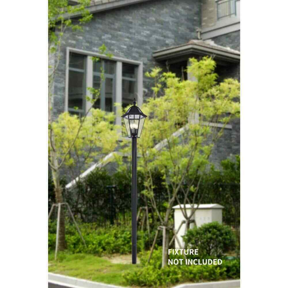 LUTEC 80 in. Black Outdoor Direct Burial Aluminum Lamp Post 9706502012
