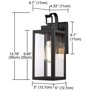 Hukoro Martin 1-Light Matte Black Outdoor Wall Lantern Sconce with Clear Glass