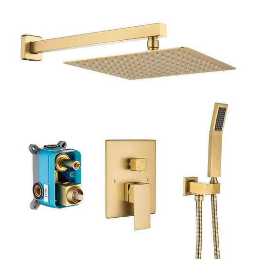 rainlex 10 in. Shower Head High Pressure Shower Faucet Gold Color Valve Included