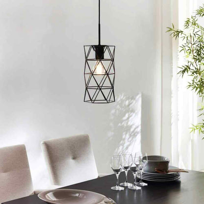 Eglo Estevau 2 5.71 in. W x 72 in. H 1-Light Matte Black Pendant Light