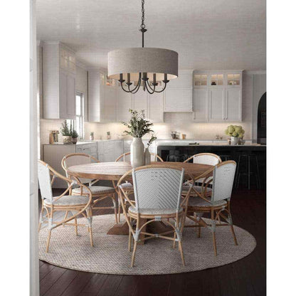 Progress Lighting Drum Shade Collection Farmhouse 21-5/8 in. 5-Light Matte Black