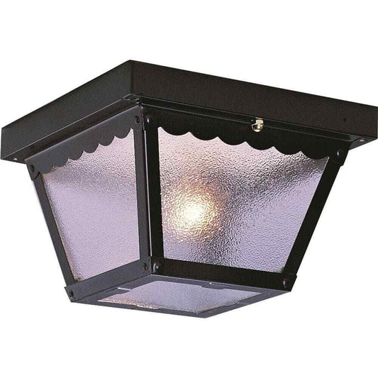 Volume Lighting 2-Light Outdoor Black Flush Mount Ceiling Light Fixture