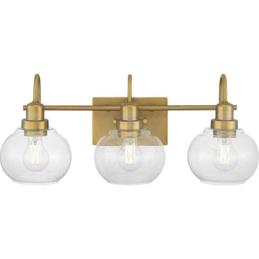 Home Decorators Collection Halyn 3-Light Vintage Brass Bathroom Vanity Light