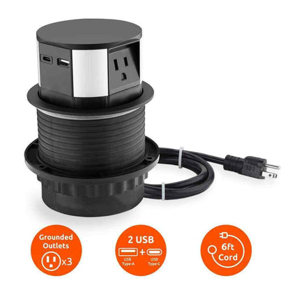 Link2Home Pop Up-Outlet Induction Charger USB-C Ports Surge Protection