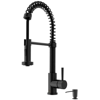 VIGO Edison Single Handle Pull-Down Sprayer Kitchen Faucet Set in Matte Black