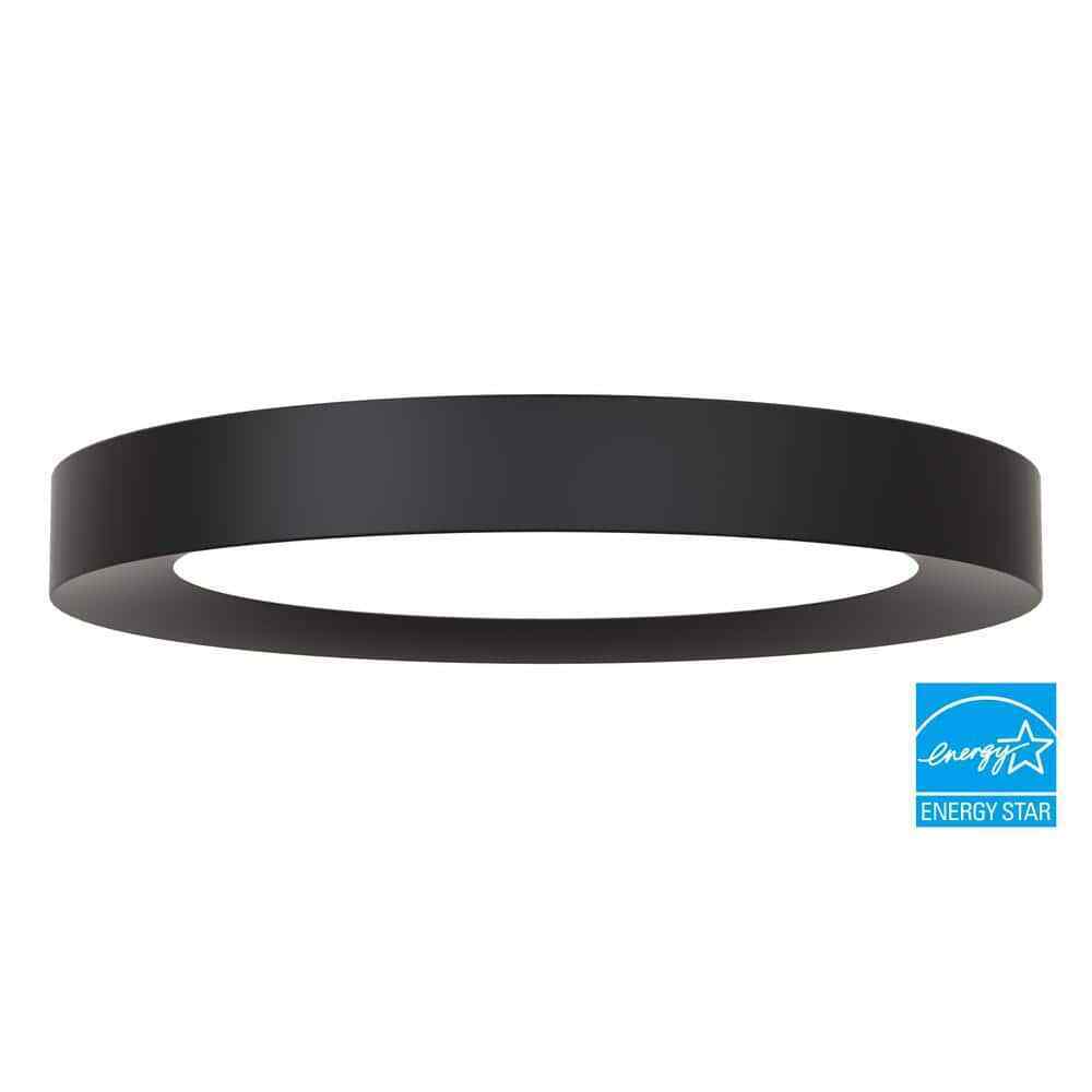Home Decorators Calloway 15 in. Matte Black Selectable LED Flush Mount