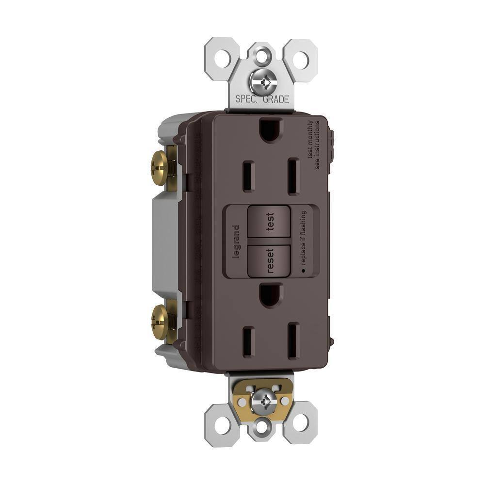 Legrand radiant 15 Amp 125 Volt Tamper Resistant GFCI Duplex Outlet Dark Bronze