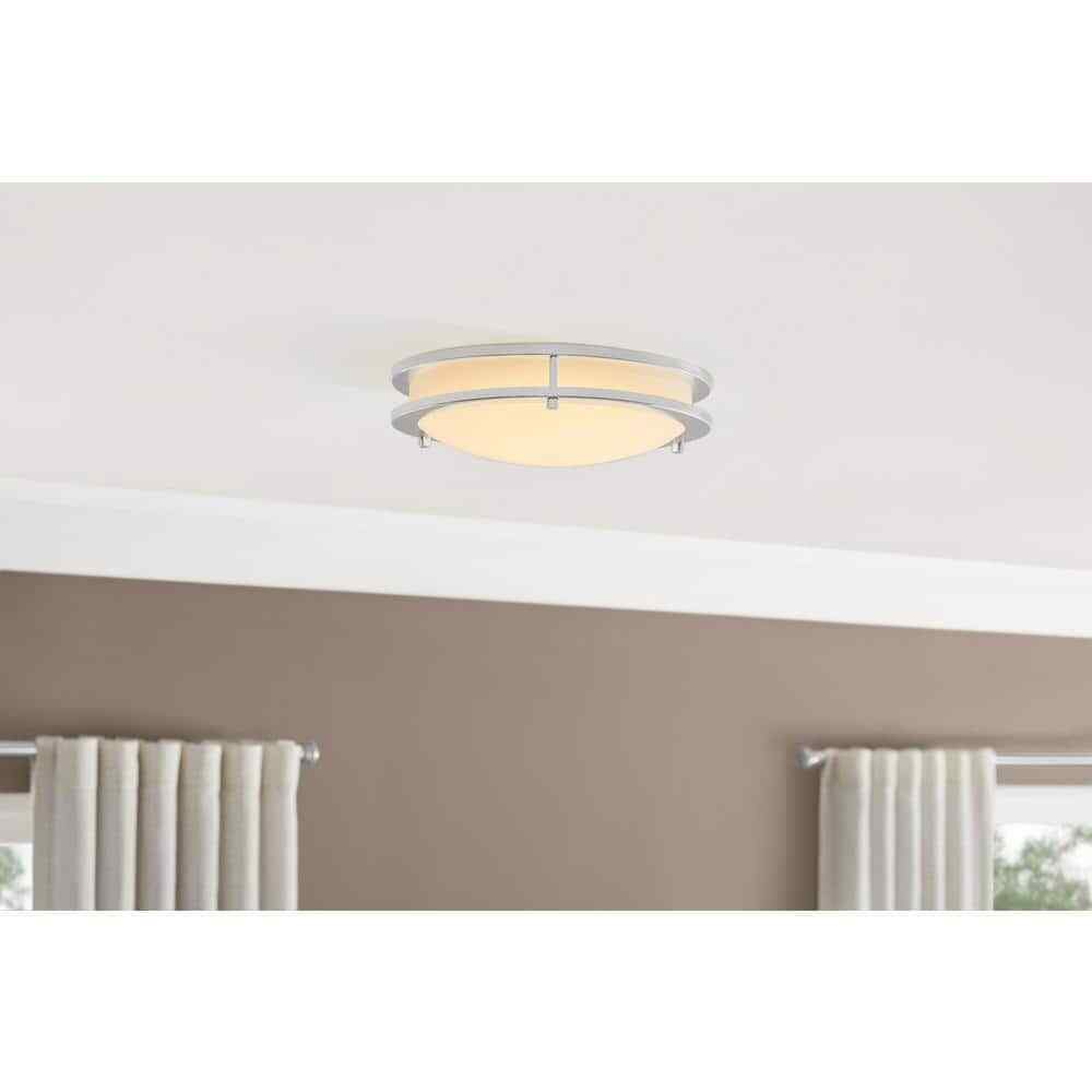 Hampton Bay Flaxmere 12 in. Chrome Dimmable LED Flush Mount Ceiling Light