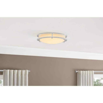 Hampton Bay Flaxmere 12 in. Chrome Dimmable LED Flush Mount Ceiling Light
