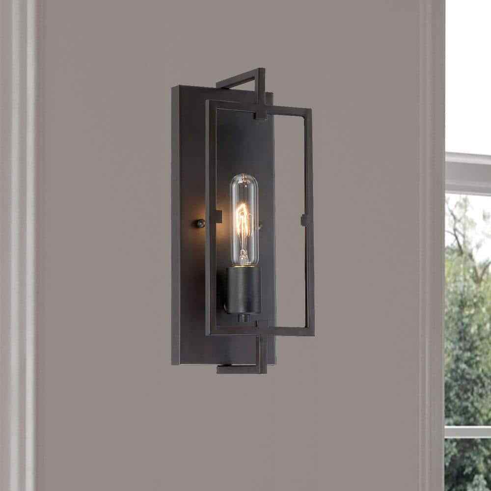 Home Decorators Kenton 4.75 in. 1-Light Matte Black Wall Mount Sconce Light