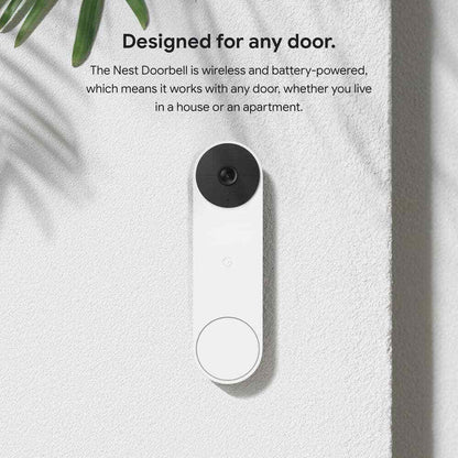 Google Nest Doorbell Battery - Smart Wi-Fi Video Doorbell Camera - Snow