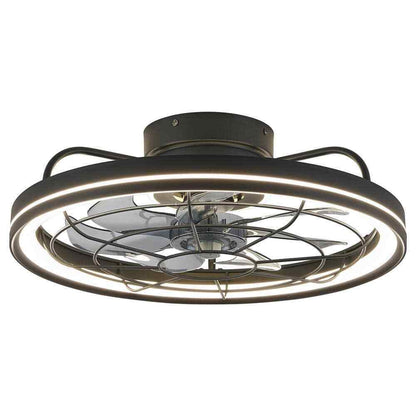 FANNEHONNE 19 in. Indoor Black Low Profile Ceiling Fan w/ Integrated LED Light