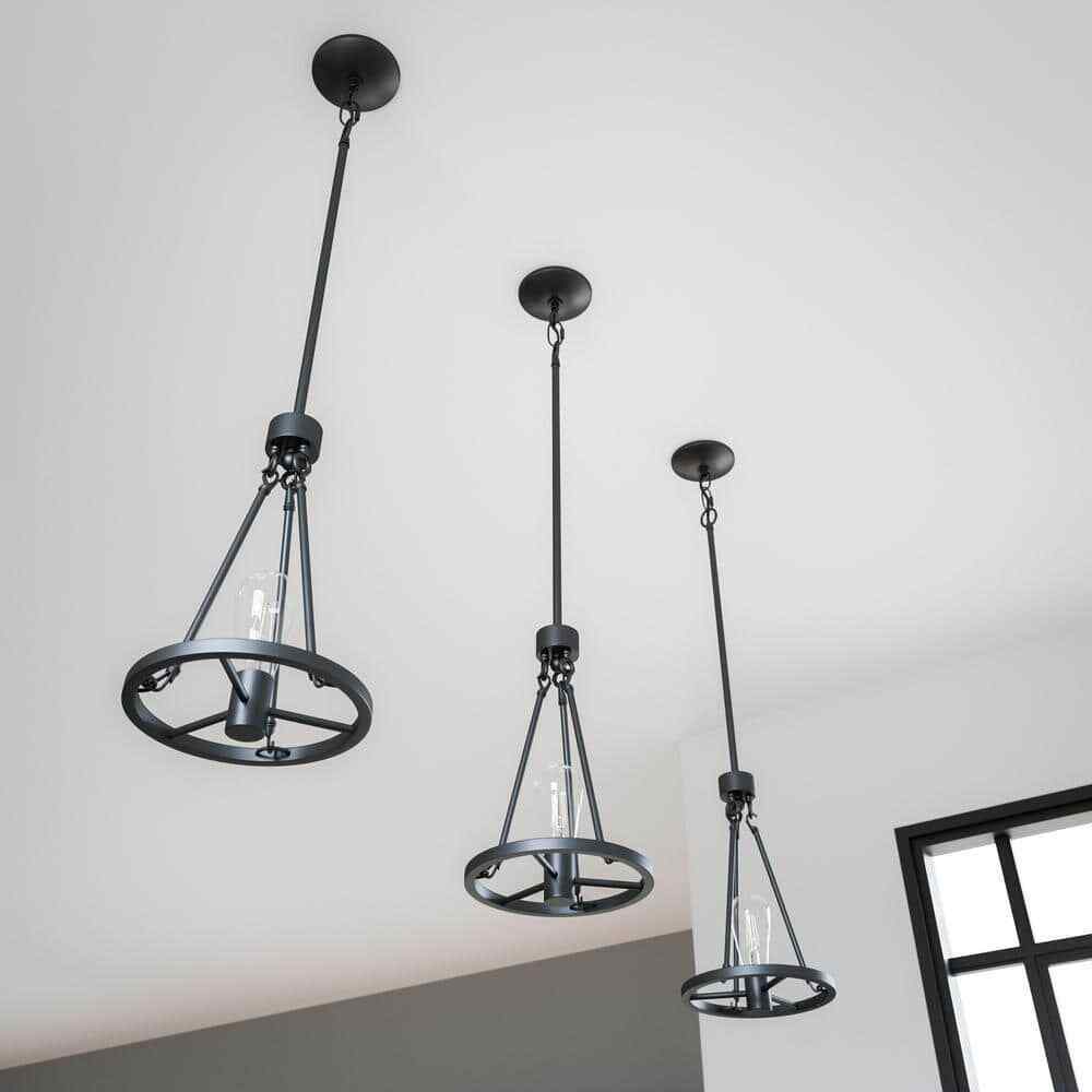 Hampton Bay Stratton 1-Light Black Mini Pendant with No Shade HDP00006