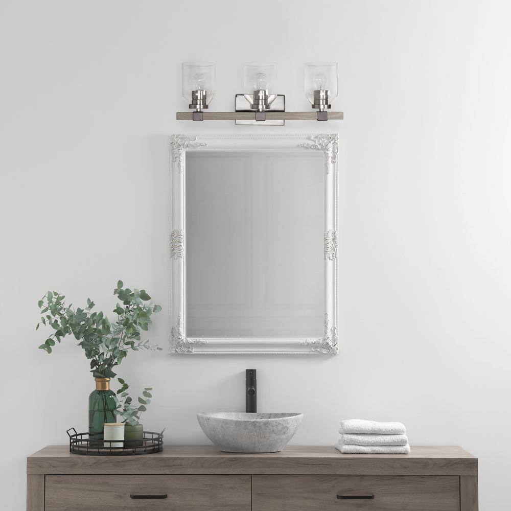 Lalia Home 22 in. Gray Rustic 3-Light Metal and Clear Glass Shade Wall Fixture