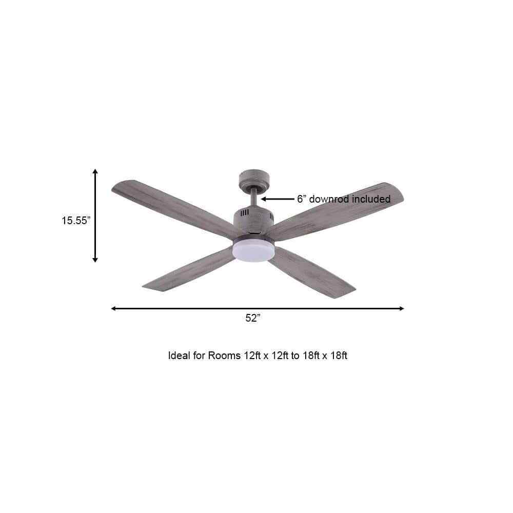 Home Decorators Kitteridge 52 in. LED Indoor Greywood Ceiling Fan w/ Light Kit