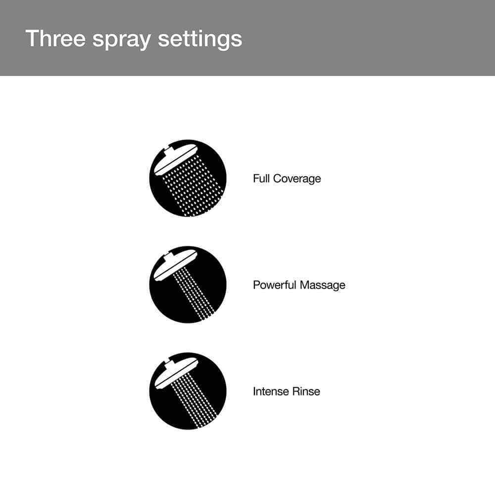 KOHLER Cursiva 3-Spray Patterns 6.75 in. Wall Mount Fixed Showerhead Matte Black