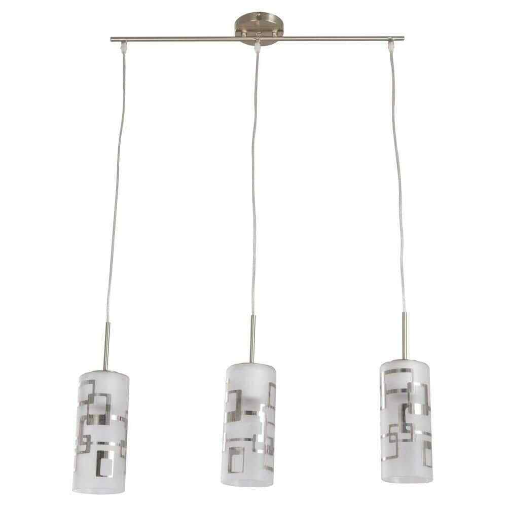 Hampton Bay Brushed Nickel Ceiling Mini Pendant Etched White Glass fixture