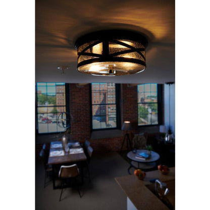 Sylvania Wellesley 11 in. Double Bulb Antique Black Ceiling Flush Mount