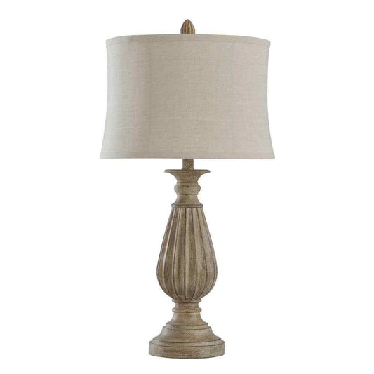 StyleCraft 29 in. Brown w/ Black Tint Table Lamp w/ Beige Softback Fabric Shade