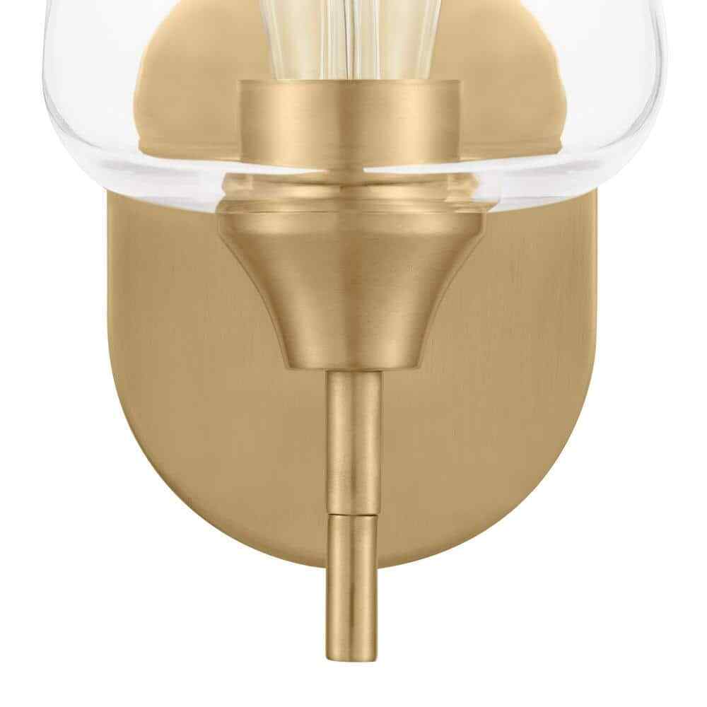 Hampton Bay Pavlen 5.5 in. 1-Light Antique Brass Sconce with Clear Glass Shade