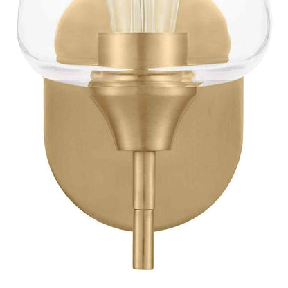 Hampton Bay Pavlen 5.5 in. 1-Light Antique Brass Sconce with Clear Glass Shade