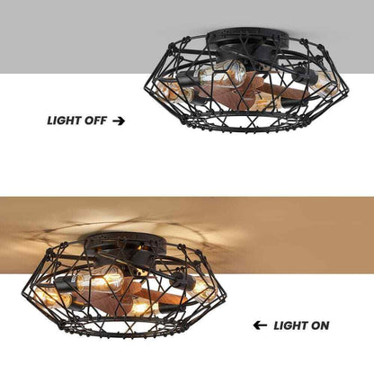 ANTOINE 20 in. 4-Light Indoor Farmhouse Caged Flush Mount Ceiling Fan