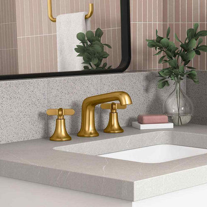 KOHLER Setra 8 in. Double Handle Bathroom Faucet, Vibrant Moderne Brushed Brass