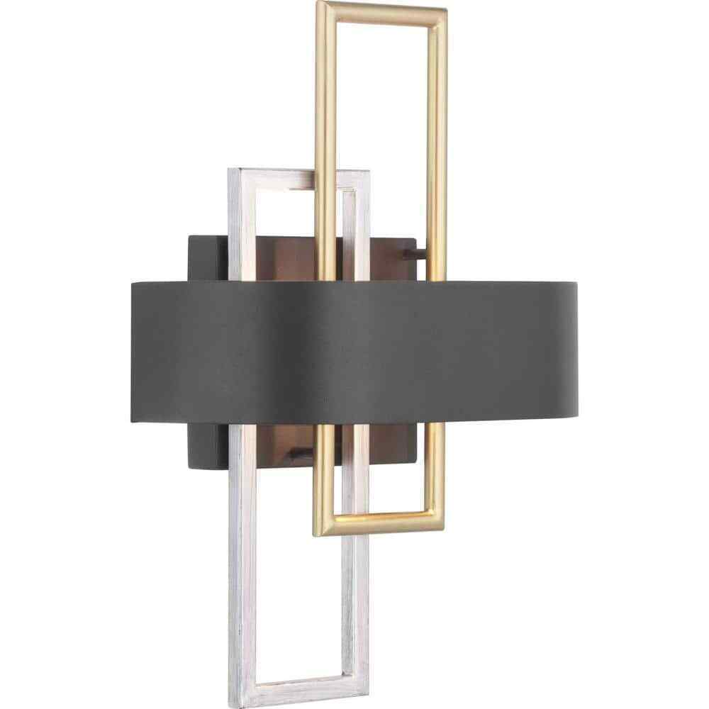 Progress Lighting Adagio Collection 2-Light Black and Gold Modern Wall Sconce
