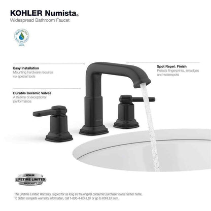 KOHLER Numista 8 in. Widespread Double Handle Bathroom Faucet in Matte Black