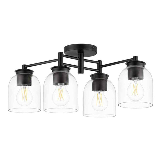 Hampton Bay Boundbrook 26.25 in. 4-Light Matte Black Semi-Flush Mount