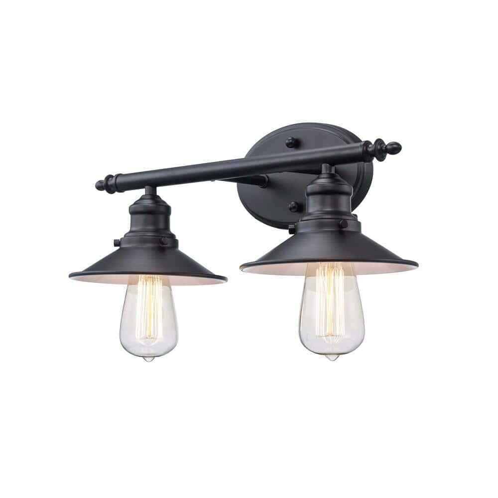 Hampton Bay Glenhurst 16 in. 2-Light Black Bathroom Vanity Light Fixture