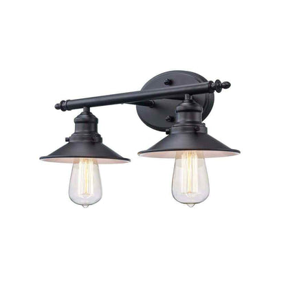 Hampton Bay Glenhurst 16 in. 2-Light Black Bathroom Vanity Light Fixture