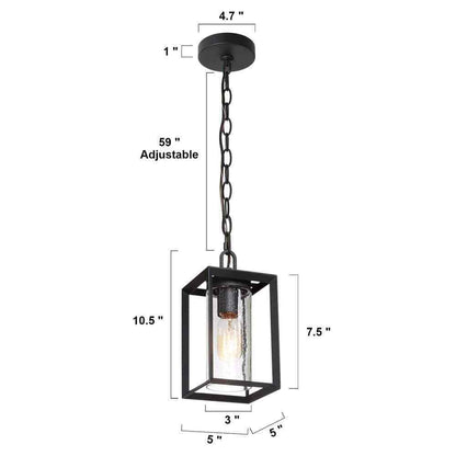 Uolfin Modern Lantern Outdoor Hanging Light Arie 1-Light Black Cage Pendant