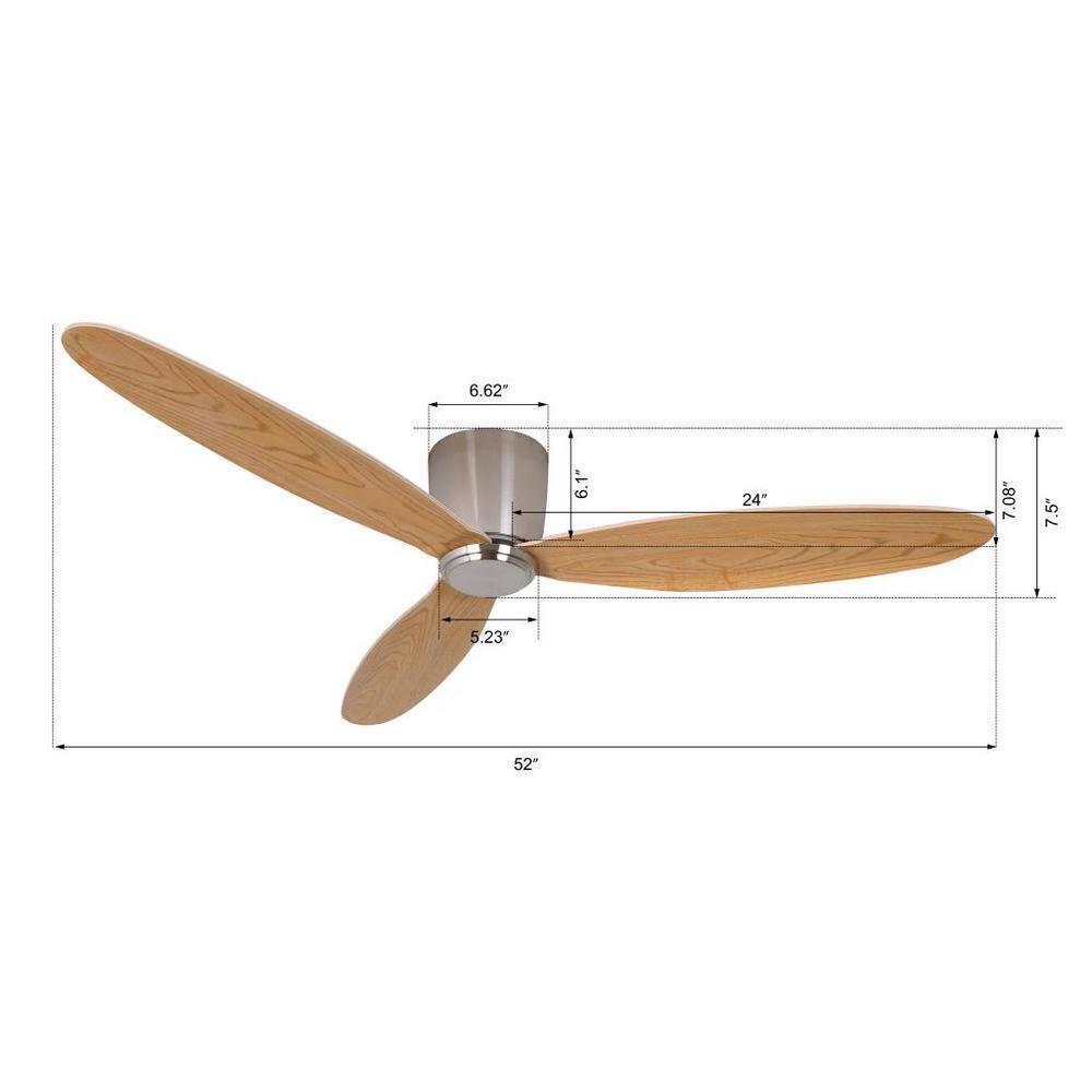 Radar 52 in. DC Ceiling Fan in Brushed Chrome with Teak Blades 21051901