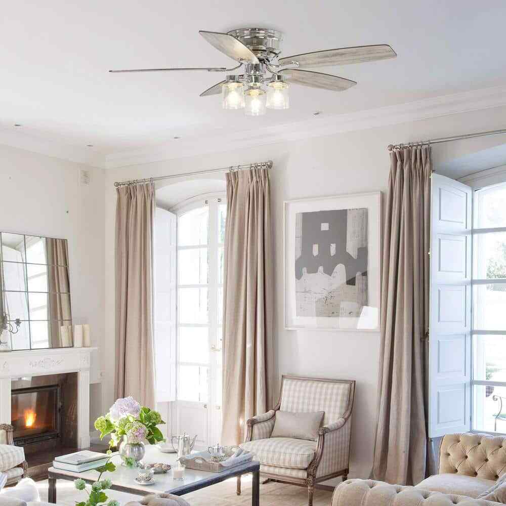 matrix decor 52 "Silver Flushed Mounted Ceiling Fan w/ Light and Remote Control