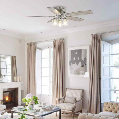 matrix decor 52 "Silver Flushed Mounted Ceiling Fan w/ Light and Remote Control