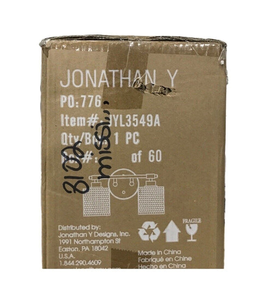 JONATHAN Y Spaulding 13 in. 2-Light Iron/Chevron Pattern Glass Vanity Light