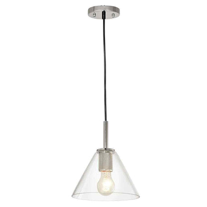 Decor Living 1-Light Brushed Nickel Mini Pendant with Glass Cone Shade
