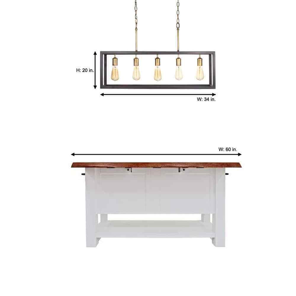 Hampton Bay Boswell Quarter 34 in. 5-Light Gold Coastal Farmhouse Chandelier