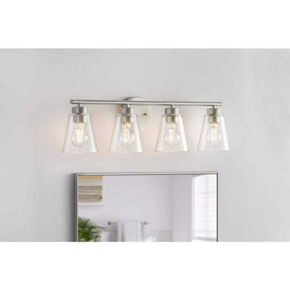 Hampton Bay Eastburn 28.13 in. 4-Light Brushed Nickel Vanity Light