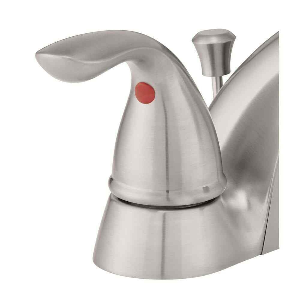 Glacier Bay 4 in. Centerset 2-Handle Low-Arc Bathroom Faucet in Brushed Nickel