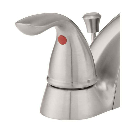 Glacier Bay 4 in. Centerset 2-Handle Low-Arc Bathroom Faucet in Brushed Nickel