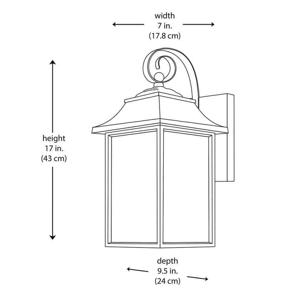 Home Decorators Scroll 17 in. 1-Light Black Small Outdoor Wall Light Fixture