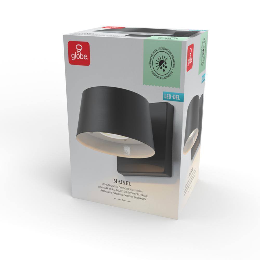 Globe Electric Maisel Matte Black Indoor/Outdoor Integrated LED Wall Sconce