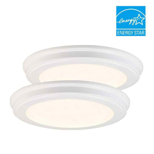 Commercial Electric 15 in. Matte White 5-CCT LED Round Flush Mount 2-Pack